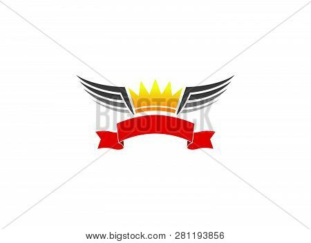 Banner With Crown And Wings, Krone Mit Flügel For Logo Design