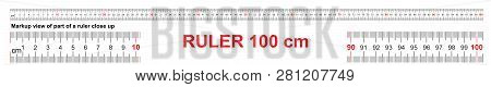 Ruler 100 Cm. Precise Measuring Tool. Ruler Scale 1 Meter. Ruler Grid 1000 Mm. Metric Centimeter Siz