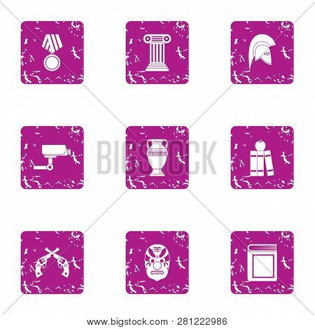 Skansen Icons Set. Grunge Set Of 9 Skansen Icons For Web Isolated On White Background