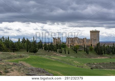 Castle Of Penaranda De Duero In Province Of Burgos, Spain