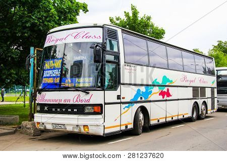 Moscow, Russia - June 2, 2012: Touristic Coach Bus Setra S215hdh In The City Street.