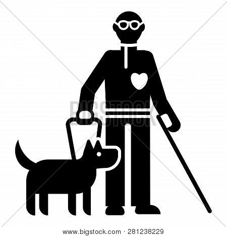 Invalid Person With Dog Icon. Simple Illustration Of Invalid Person With Dog Icon For Web Design Iso