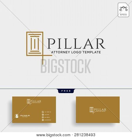 Elegant Pillar Attorney Logo Line Design Template Vector Illustration