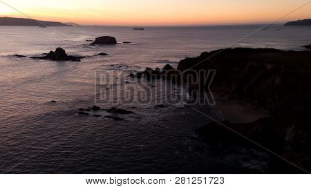 Aerial view of cliiffs at the sunset with beautiful colors