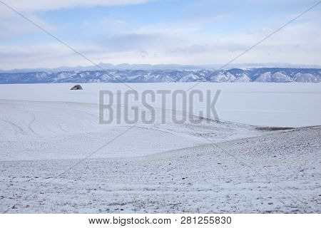 View Of Lake Baikal. Olkhon Island Winter Landscape