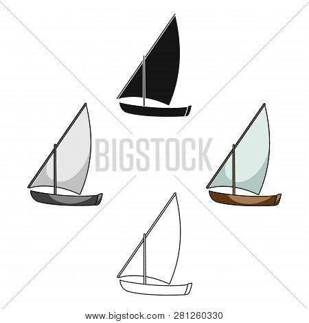 Little River Sailing For Fun.the Boat Which Sails Through The Wind.ship And Water Transport Single I