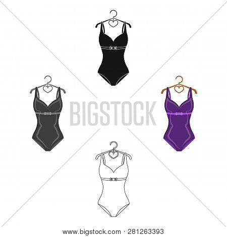 Bright Purple Swimsuit With Bows For Girls.beach Wear Women.swimcuits Single Icon In Cartoon Style V