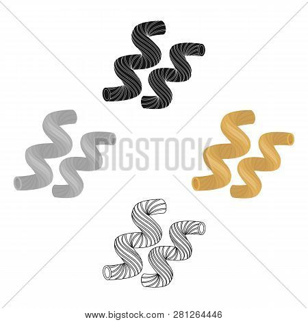 Cavatappi Pasta Icon In Cartoon Style Isolated On White Background. Types Of Pasta Symbol Stock Vect