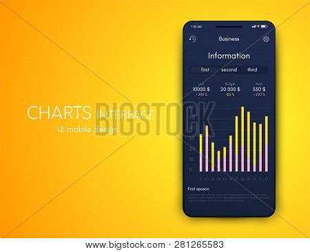 Mobile Phone Application For Analytics. Stock Vector