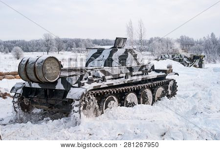 Krasnoye Selo, St. Petersburg, Russia - January 19, 2019: Military Historical Reconstruction - The B