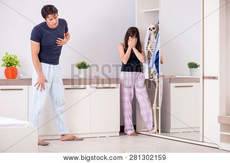Concept of Skeleton in the cupboard or closet