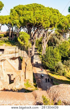 Rome, Italy - November 17, 2018: The Domus Severiana Is The Modern Name Given To The Final Extension