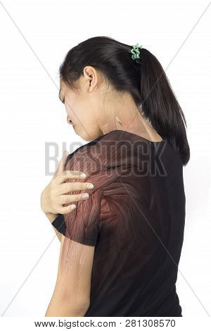 Woman Shoulder Muscle Injury White Background Shoulder Pain