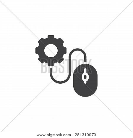 Computer Mouse And Gear Vector Icon. Filled Flat Sign For Mobile Concept And Web Design. Mouse Click