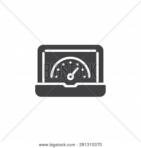 Laptop Speed Test Vector Icon. Filled Flat Sign For Mobile Concept And Web Design. Speed Test Laptop
