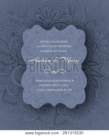 Hand Drawn Abstract Background Ornament Frame On Old Paper Illustration Concept. Vector Decorative R