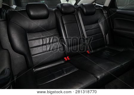 Novosibirsk, Russia - January 30, 2019:  Ford Mondeo,   Close-up Of The Rear Seats. Photography Of A