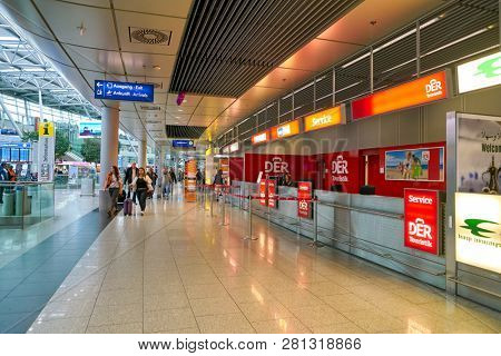 DUSSELDORF, GERMANY - CIRCA SEPTEMBER, 2018: interior shot of Dusseldorf airport.