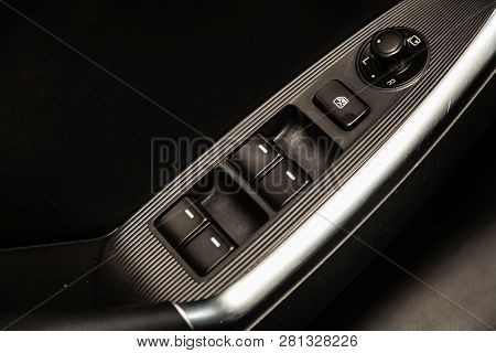 Novosibirsk, Russia - January 30, 2019:  Mazda Cx-5, Close-up Of The Side Door Buttons. Photography 