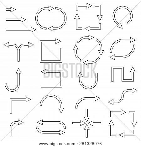 Set Of Oultine Arrows. Vector Illustration Isolated On White Background