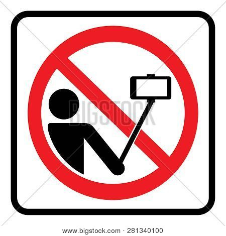 No Selfie Icon In White Background- Prohibition Sign-vector