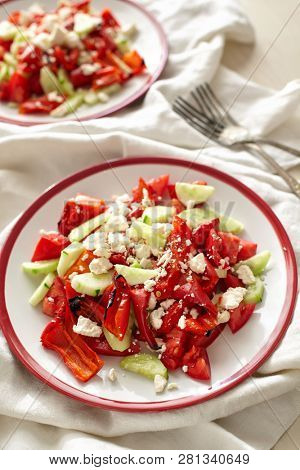 Traditional Bulgarian dish Shopska salad