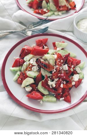 Traditional Bulgarian dish Shopska salad