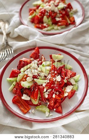 Traditional Bulgarian dish Shopska salad