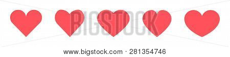 Red Heart Vector Icons Set On Blanck Background. Hearts Icon