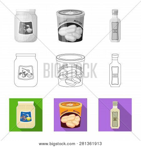 Vector Design Of Can And Food Symbol. Set Of Can And Package Stock Vector Illustration.