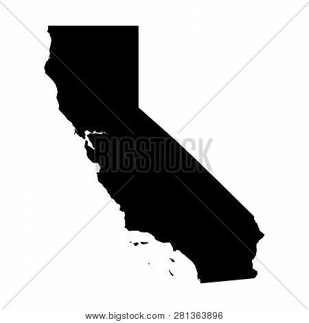 California, State Of Usa - Solid Black Silhouette Map Of Country Area. Simple Flat Vector Illustrati