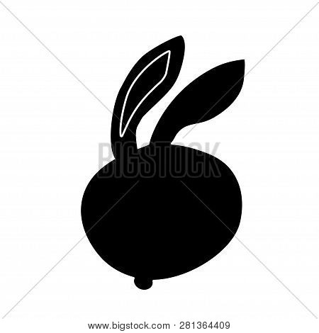 Easter Themed Black Lined Vector Rabbit Illustration