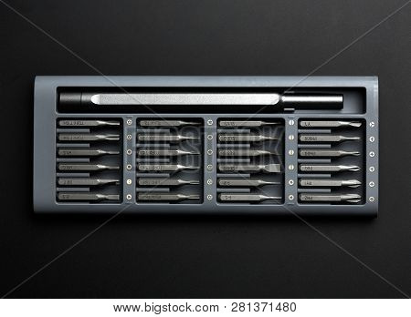 Set Of Bits For Screwdriver. Metal Bits For Screwdriver. Tool Set For Household Use. Nozzles And Ada
