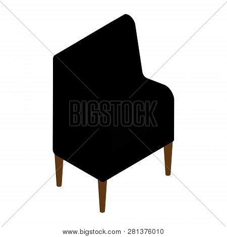 Modern Interior Furniture. Vector Isometric Black Armchair Isolated On White Background