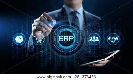 Erp Enterprise Resources Planning System Software Business Technology.