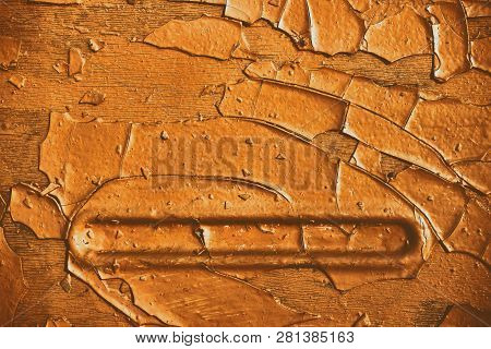 Abstract Background Of Cracked Brown Paint. Vintage Texture
