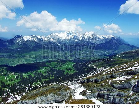 Panoramic Views Of The Alpine Peak Zuestoll In The Churfirsten Mountain Range - Canton Of St. Gallen
