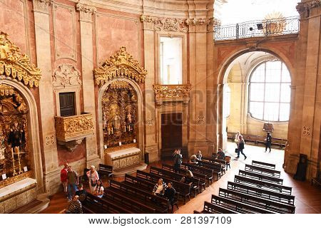 Porto, Portugal - January 09, 2019: Interior Of The Church Of Clerigos (church Of The Clergy). The T