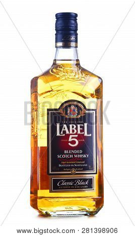 Poznan, Pol - Jan 24, 2019: Bottle Of Label 5 Blended Scotch Whisky, The Brand Owned By La Martiniqu