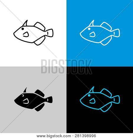 Filefish Icon. Line Style Symbol Of Filefish.