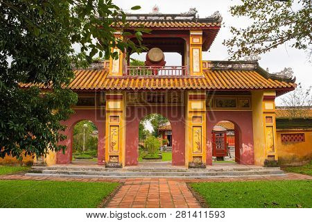 The Gate To The To Mieu Temple In The Imperial City, Hue, Vietnam