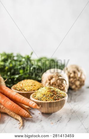 Seasoning Spices Condiment Vegeta From Dehydrated Carrot Parsley Celery Parsnips And Salt With Or Wi