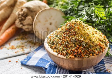 Seasoning Spices Condiment Vegeta From Dehydrated Carrot Parsley Celery Parsnips And Salt With Or Wi