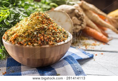 Seasoning Spices Condiment Vegeta From Dehydrated Carrot Parsley Celery Parsnips And Salt With Or Wi