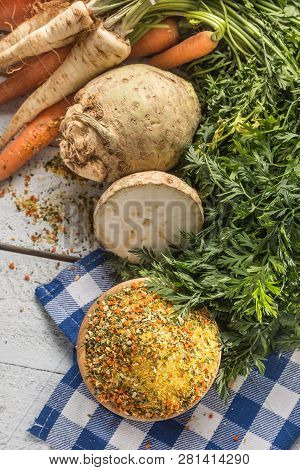 Seasoning Spices Condiment Vegeta From Dehydrated Carrot Parsley Celery Parsnips And Salt With Or Wi