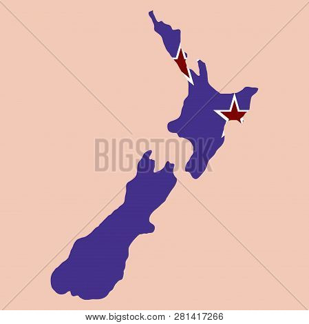 Pop Art Map Of Newzealand Country, Geography, Graphic, Icon, Illustration, Nation, Travel, World,