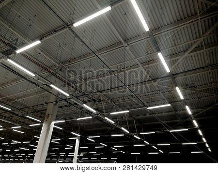 Steel Pipes On Ceiling In City Supermarket