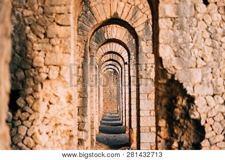 Terracina, Italy. Remains Of Temple Of Jupiter Anxur