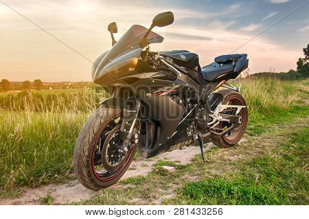 Ryazan, Russia 04, 07, 2014 - Sport Motorcycle Yamaha Yzf-r1 At The Outdoor Countryside.
