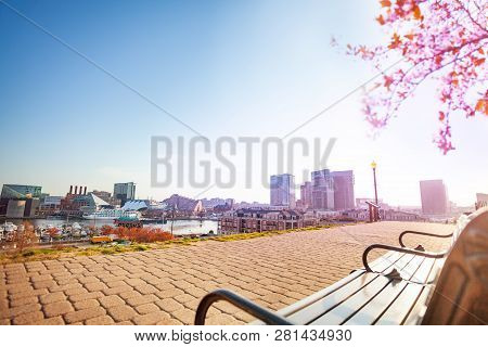 Inner Harbor At Sunny Day, Baltimore, Md, Usa